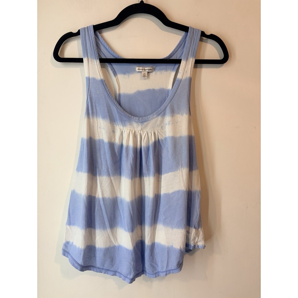 American Eagle Tie‎ Dye Tank Top Womens Large Blue White Boho Y2K